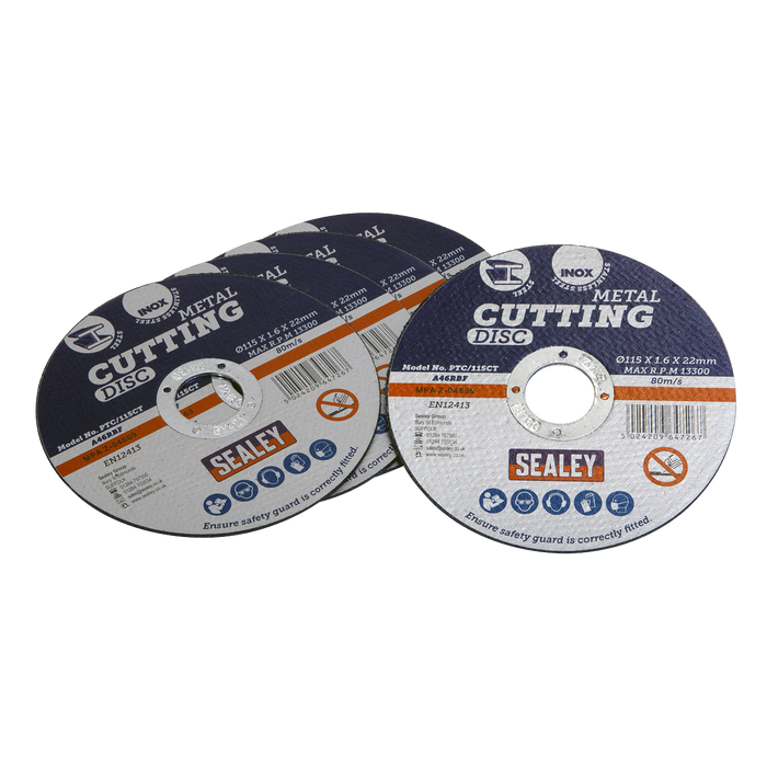 115 x 1.6mm Cutting Disc 22mm Bore - Pack of 5 | PTC/115CT5
