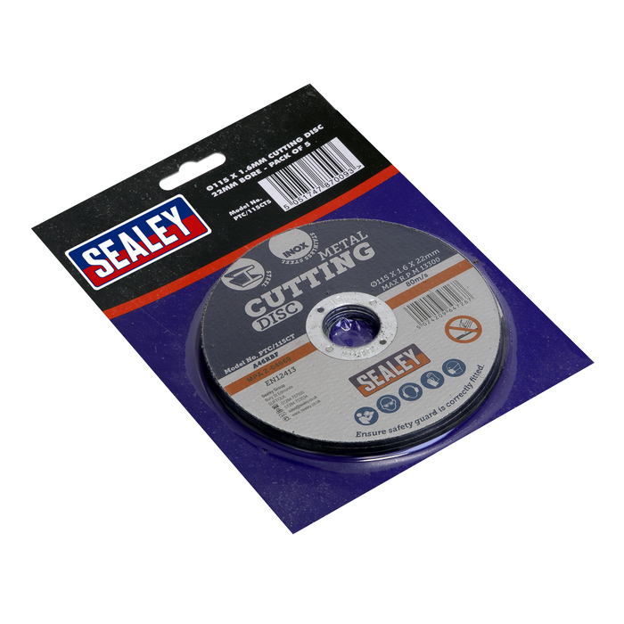 115 x 1.6mm Cutting Disc 22mm Bore - Pack of 5 | PTC/115CT5