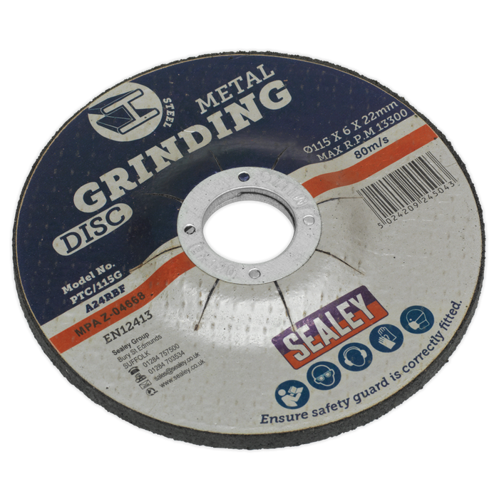 115 x 6mm Grinding Disc 22mm Bore | PTC/115G
