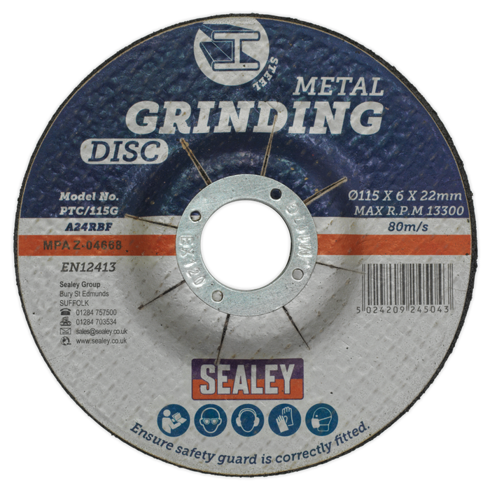 115 x 6mm Grinding Disc 22mm Bore | PTC/115G