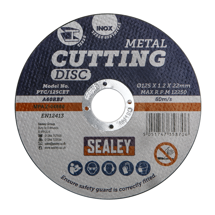 125 x 1.2mm Cutting Disc 22mm Bore | PTC/125CET
