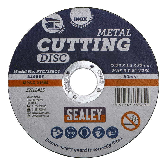 125 x 1.6mm Cutting Disc 22mm Bore | PTC/125CT