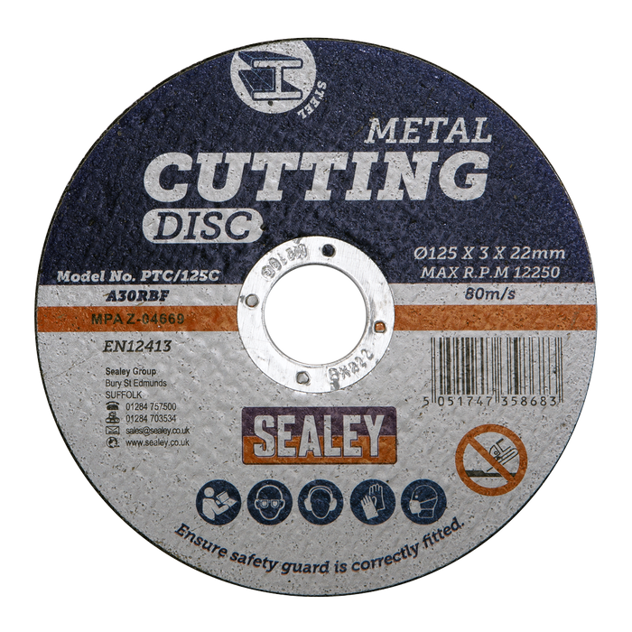 125 x 3mm Cutting Disc 22mm Bore | PTC/125C