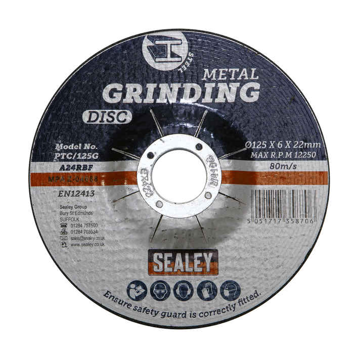 125 x 6mm Grinding Disc 22mm Bore | PTC/125G