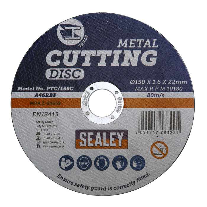 150 x 1.6mm Cutting Disc 22mm Bore | PTC/150C