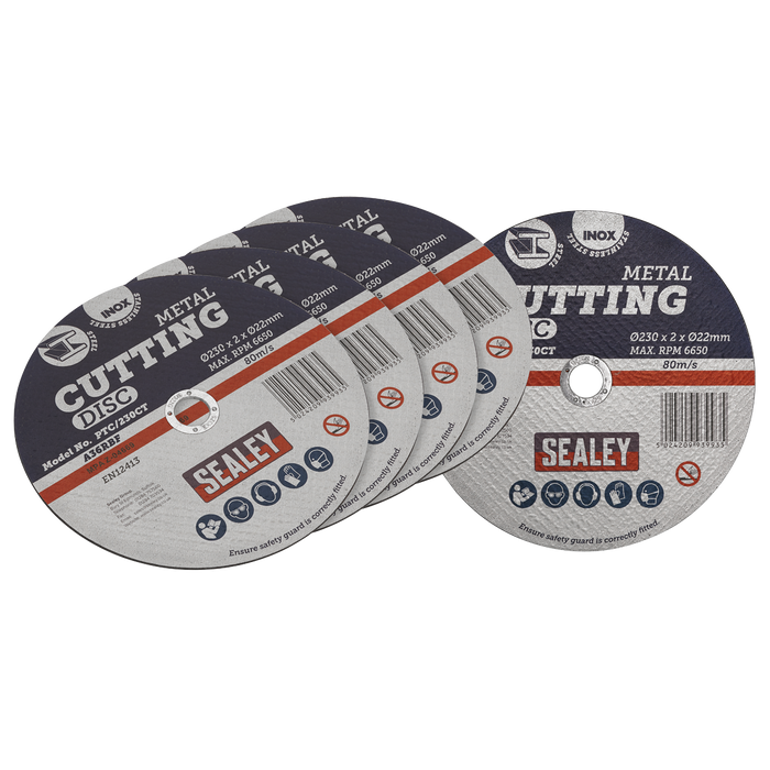 230 x 2mm Cutting Disc 22mm Bore - Pack of 5 | PTC/230CT5