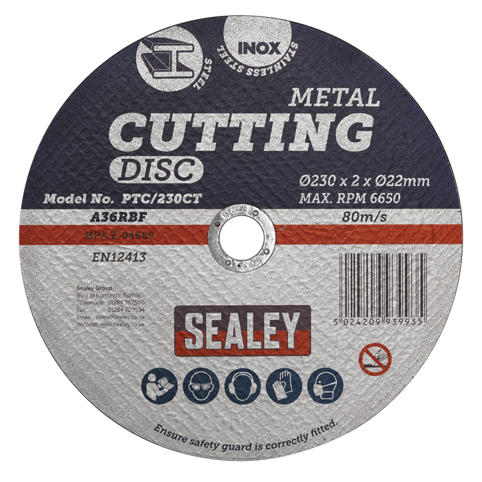 230 x 2mm Cutting Disc 22mm Bore | PTC/230CT