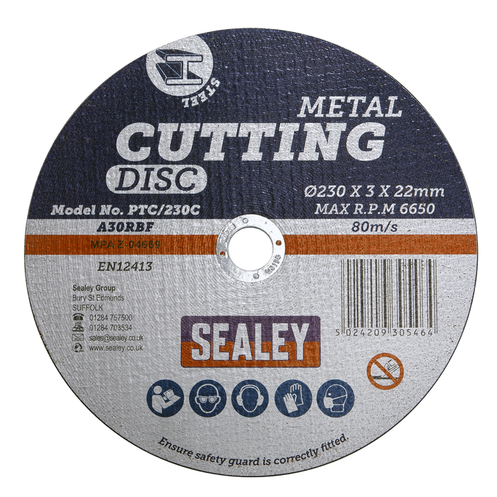 230 x 3mm Cutting Disc 22mm Bore | PTC/230C
