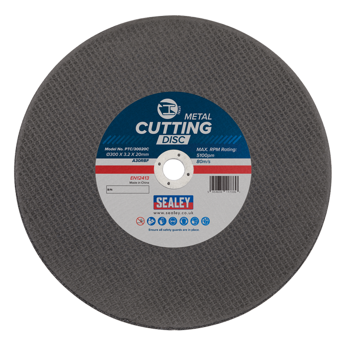 300 x 3.2mm Flat Metal Cutting Disc 20mm Bore | PTC/30020C