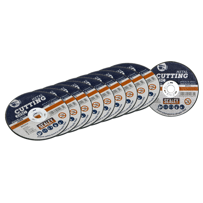 75 x 2mm Cutting Disc 10mm Bore - Pack of 10 | PTC/3C10