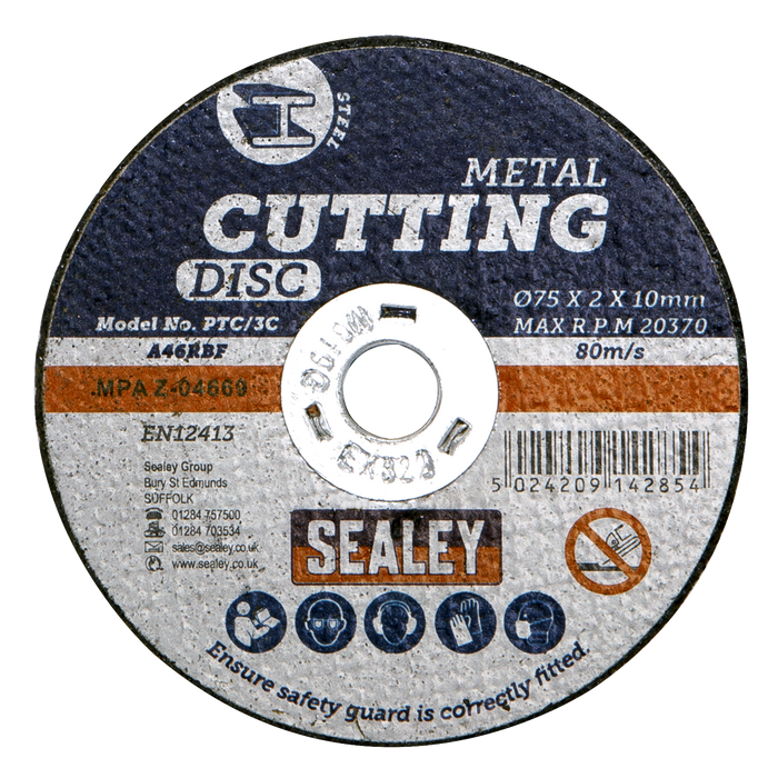 75 x 2mm Cutting Disc 10mm Bore - Pack of 10 | PTC/3C10
