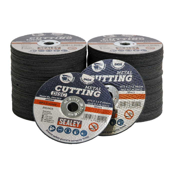 75 x 1.2mm Cutting Disc 10mm Bore - Pack of 100 | PTC/3CT100
