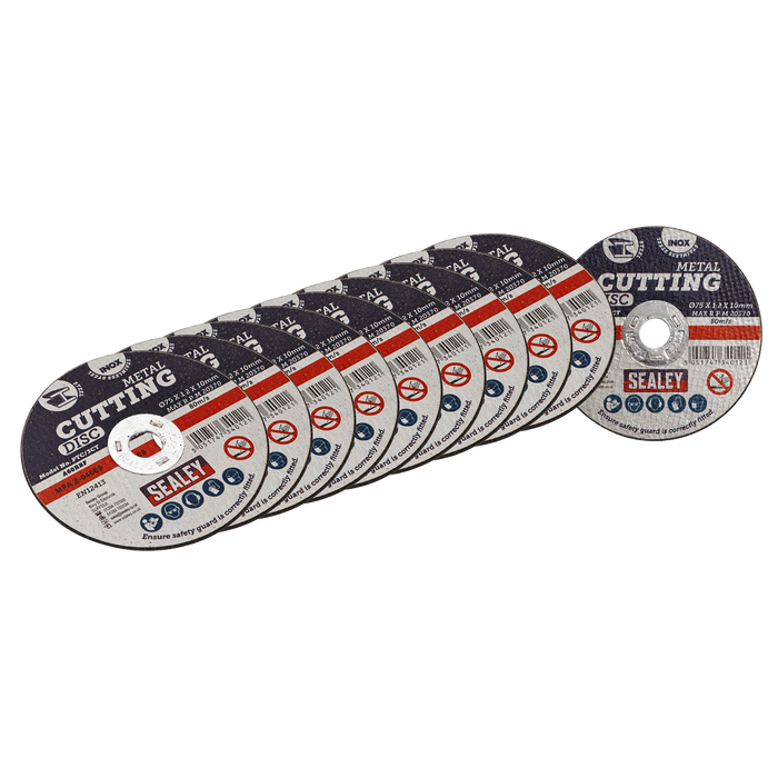 75 x 1.2mm Cutting Disc 10mm Bore - Pack of 10 | PTC/3CT10