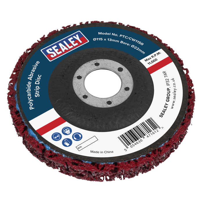 Polycarbide Abrasive Strip Disc 115 x 13 x 22mm - Red | PTC/CW115R