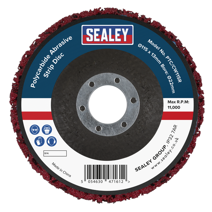 Polycarbide Abrasive Strip Disc 115 x 13 x 22mm - Red | PTC/CW115R