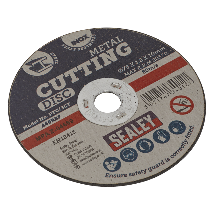 75 x 1.2mm Cutting Disc 10mm Bore - Pack of 100 | PTC/3CT100