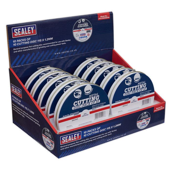 115 x 1.2mm Cutting Discs, Packs of 10 - Display Box 10 | PTC11510CETD