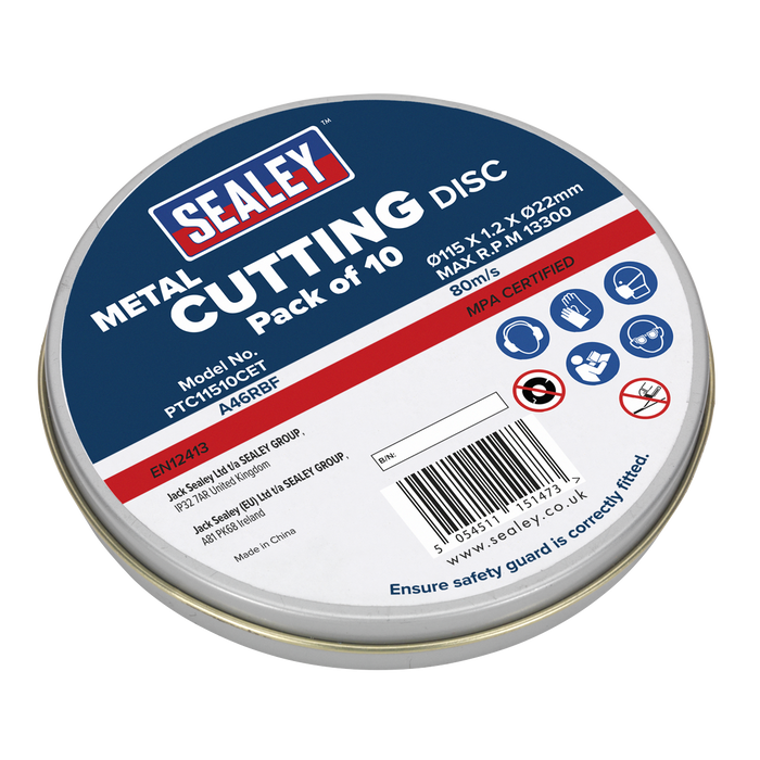 115 x 1.2mm Cutting Disc 22mm Bore - Pack of 10 | PTC11510CET