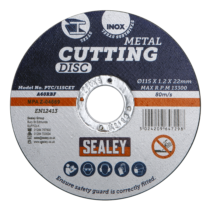 115 x 1.2mm Cutting Disc 22mm Bore - Pack of 50 | PTC115CET50