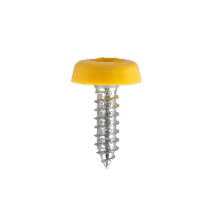 Numberplate Screw with Plastic Enclosed Head 4.8 x 18mm, Yellow - Pack of 50 | PTNP2