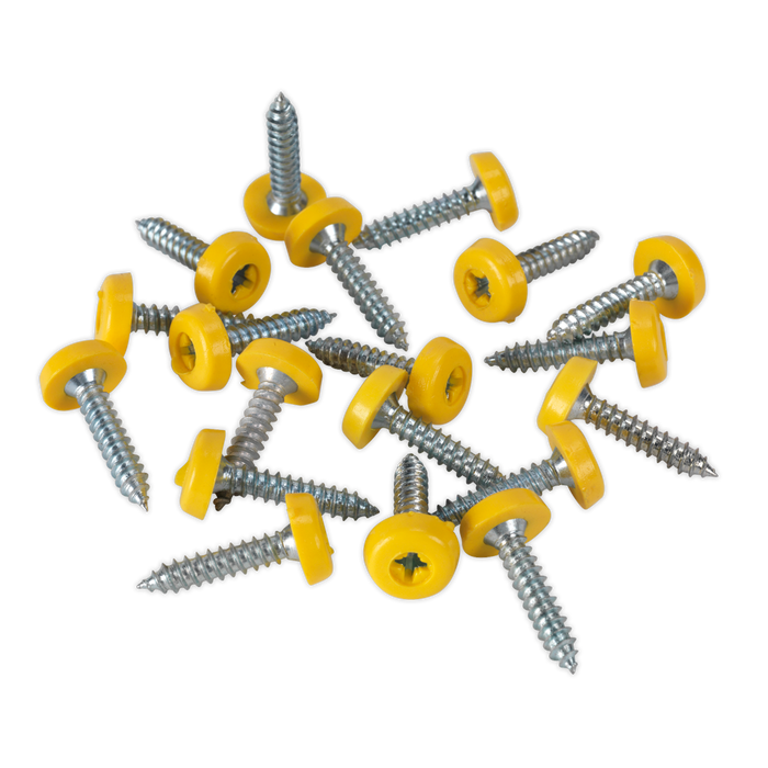 Numberplate Screw with Plastic Enclosed Head 4.8 x 24mm, Yellow - Pack of 50 | PTNP6