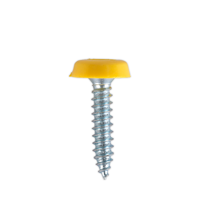 Numberplate Screw with Plastic Enclosed Head 4.8 x 24mm, Yellow - Pack of 50 | PTNP6