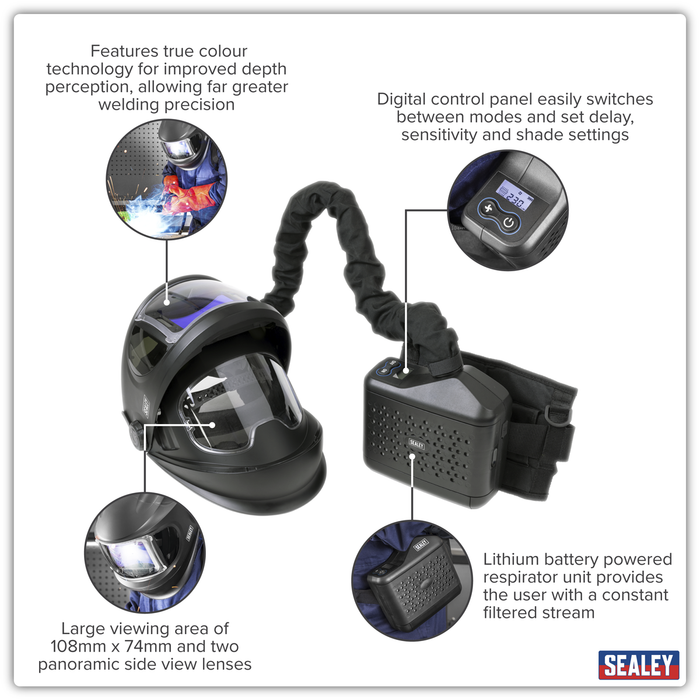 Auto Darkening Welding Helmet with TH3 Powered Air Purifying Respirator (PAPR) | PWH618
