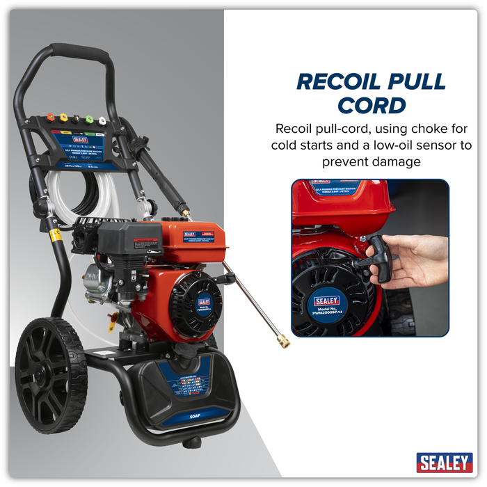 Pressure Washer 198bar 513L/hr Self-Priming 5.8hp Petrol | PWM2500SP