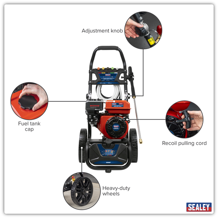 Pressure Washer 198bar 513L/hr Self-Priming 5.8hp Petrol | PWM2500SP