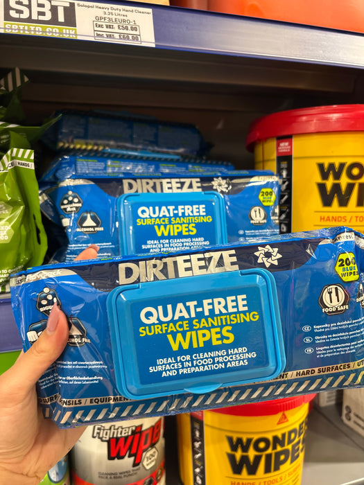 Dirteeze Quat-Free Santising Wipes Flowpack, Pack of 200 Wipes | HMAXF200QF