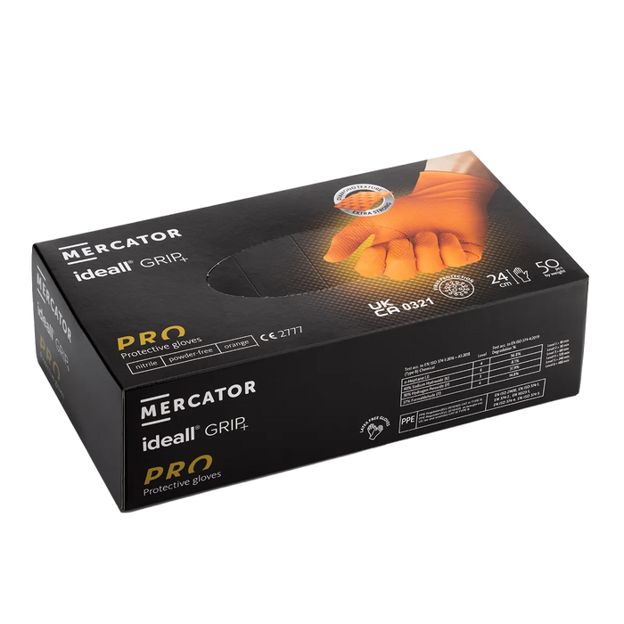 Mercator IDG Ideall Grip Strong Nitrile Gloves Orange | IDG