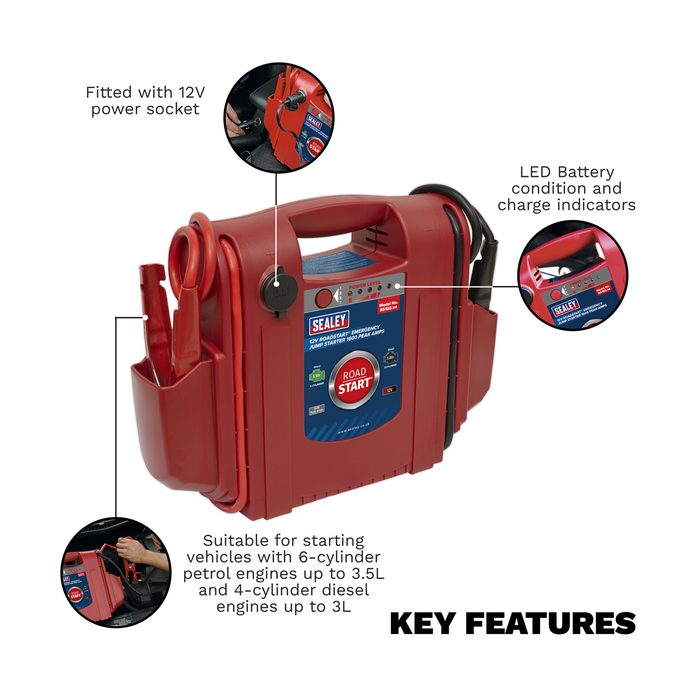RoadStart® 12V Emergency Jump Starter 1600 Peak Amps | RS102
