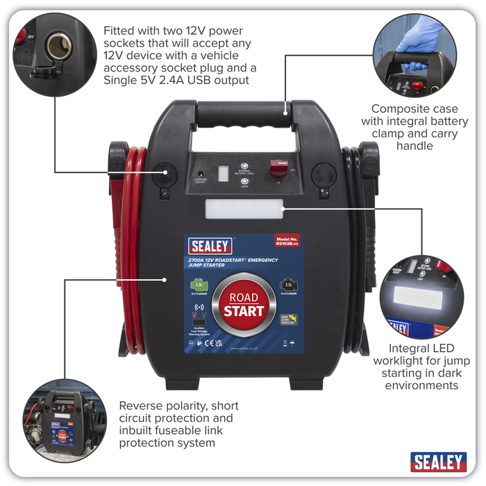 RoadStart® 12V Emergency Jump Starter 2700 Peak Amps | RS103B