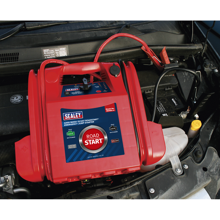 RoadStart® 12/24V Emergency Jump Starter 3200/1600 Peak Amps | RS105