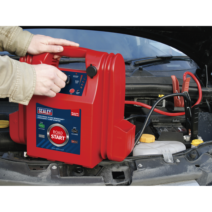 RoadStart® 12/24V Emergency Jump Starter 3200/1600 Peak Amps | RS105