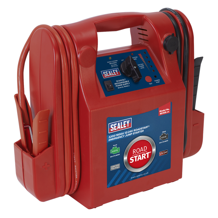 RoadStart® 12/24V Emergency Jump Starter 3200/1600 Peak Amps | RS105