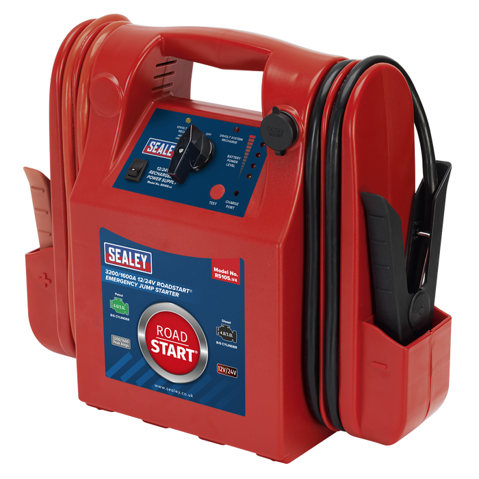 RoadStart® 12/24V Emergency Jump Starter 3200/1600 Peak Amps | RS105