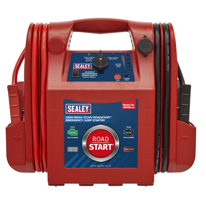 RoadStart® 12/24V Emergency Jump Starter 3200/1600 Peak Amps | RS105