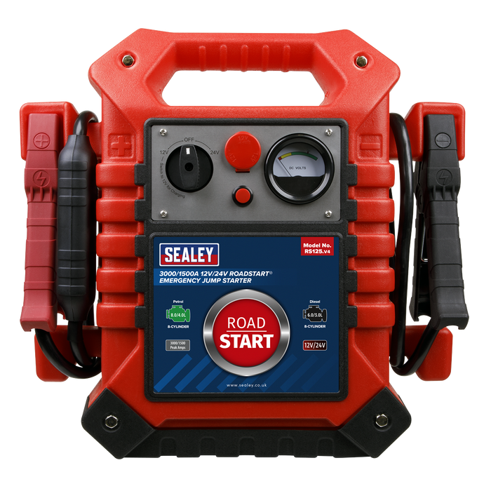 RoadStart® 12/24V Emergency Jump Starter 3000/1500 Peak Amps | RS125