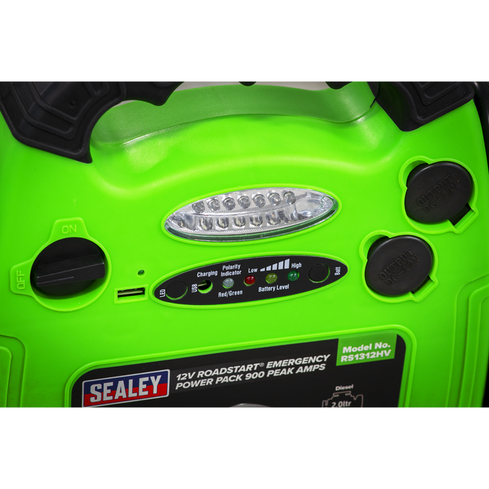 RoadStart® 12V Emergency Jump Starter 900 Peak Amps - Hi-Vis Green | RS1312HV