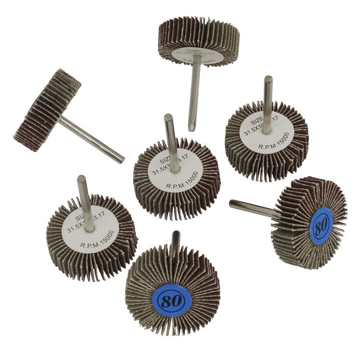 Rotary Tool Abrasive Flap Wheel Set 30mm 7pc | RTA7FW