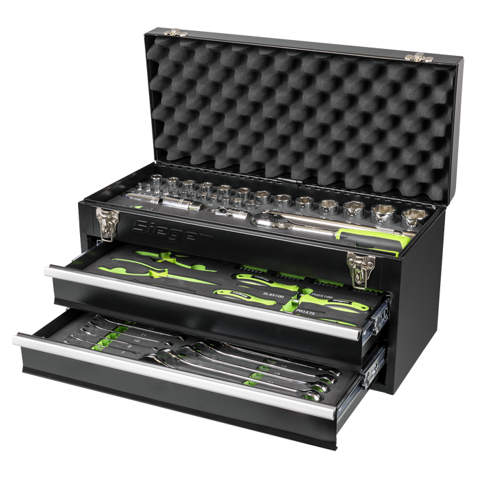 Siegen Portable Tool Chest 2 Drawer with Tool Kit 90pc | S01055