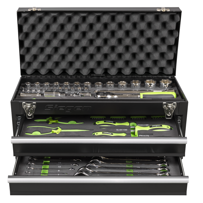 Siegen Portable Tool Chest 2 Drawer with Tool Kit 90pc | S01055