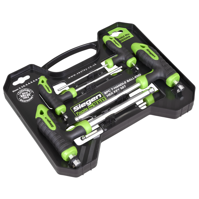 Siegen T-Handle Ball-End Hex Key Set 8pc | S01069