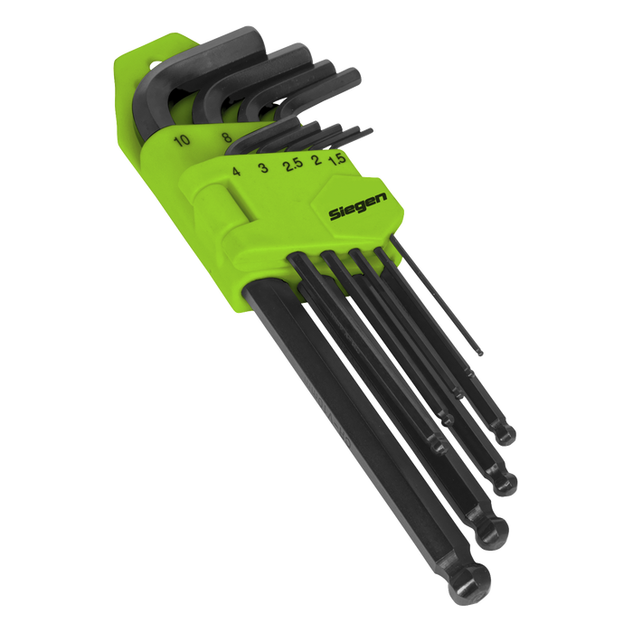 Siegen Long Ball-End Hex Key Set 9pc | S01093