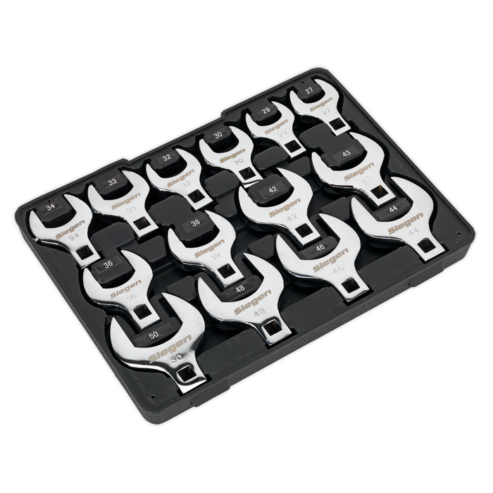 Siegen Crow's Foot Open End Spanner Set 1/2"Sq Drive 14pc | S01109
