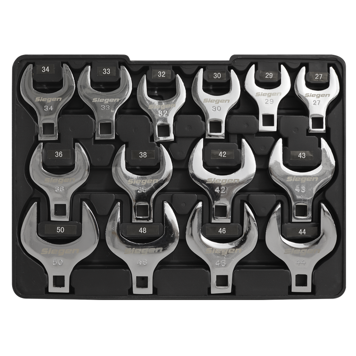 Siegen Crow's Foot Open End Spanner Set 1/2"Sq Drive 14pc | S01109