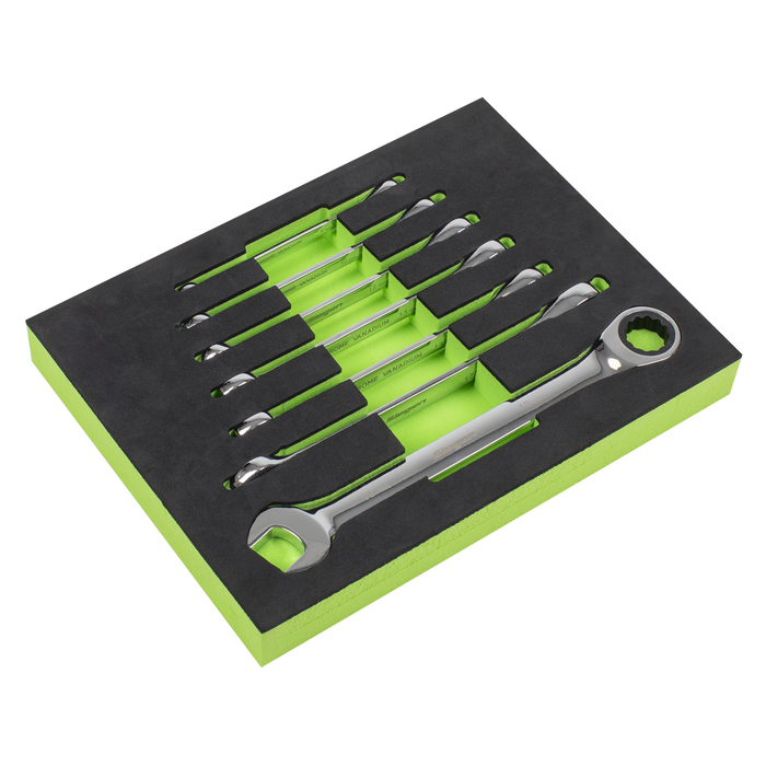 Siegen Combination Ratchet Spanner Set with Tool Tray 7pc | S01142