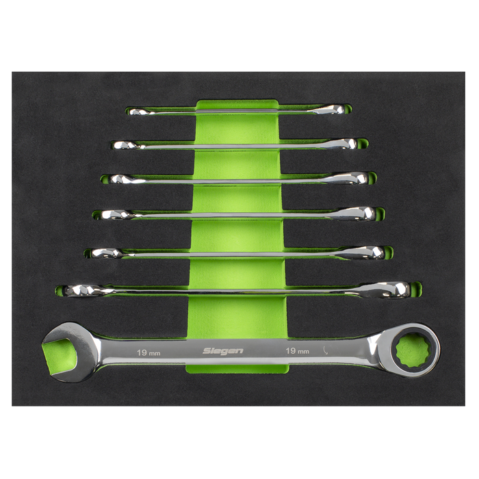 Siegen Combination Ratchet Spanner Set with Tool Tray 7pc | S01142