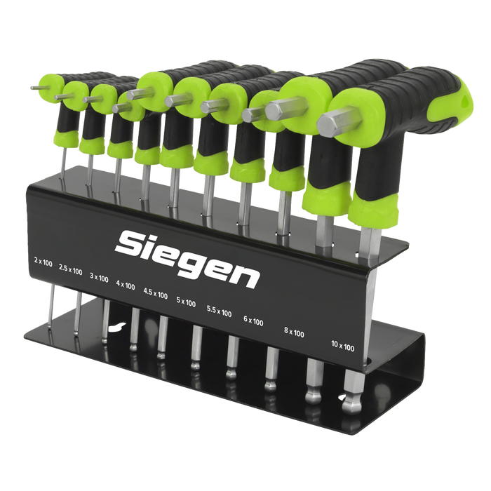 Siegen T-Handle Ball-End Hex Key Set 10pc | S01150